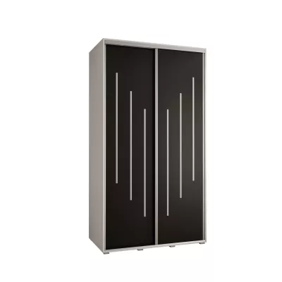 YVONA 8 gardróbszekrény - 130/60 cm, fehér / fekete / ezüst