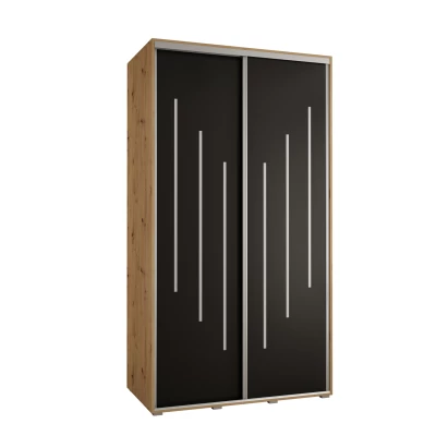 YVONA 8 gardróbszekrény - 140/60 cm, artisan tölgy / fekete / ezüst