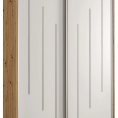 YVONA 8 gardróbszekrény - 140/60 cm, artisan tölgy / fehér / ezüst