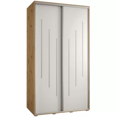 YVONA 8 gardróbszekrény - 140/60 cm, artisan tölgy / fehér / ezüst
