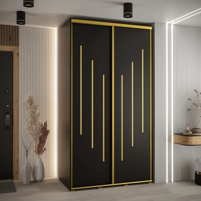 YVONA 8 gardróbszekrény - 140/60 cm, fekete / arany