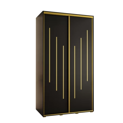 YVONA 8 gardróbszekrény - 140/60 cm, fekete / arany