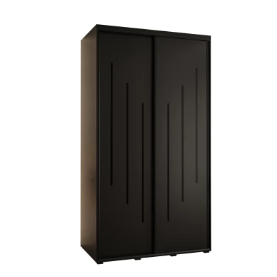YVONA 8 gardróbszekrény - 140/60 cm, fekete / fekete
