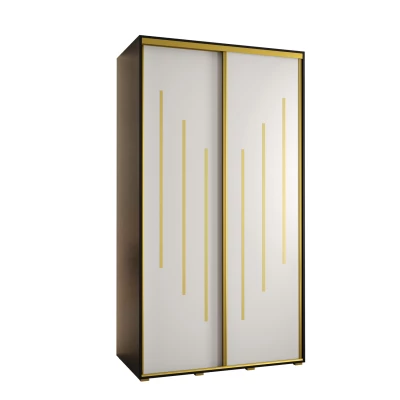 YVONA 8 gardróbszekrény - 140/60 cm, fekete / fehér / arany