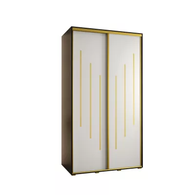 YVONA 8 gardróbszekrény - 140/60 cm, fekete / fehér / arany