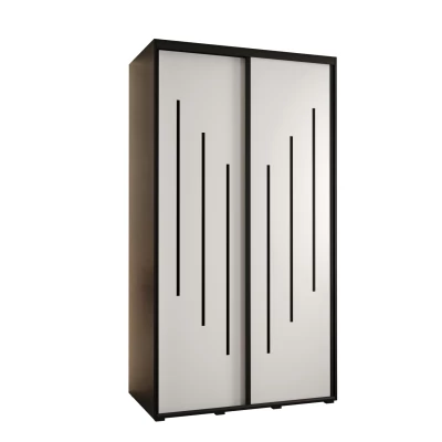 YVONA 8 gardróbszekrény - 140/60 cm, fekete / fehér / fekete
