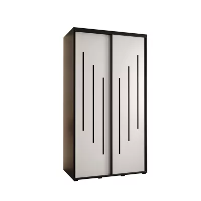 YVONA 8 gardróbszekrény - 140/60 cm, fekete / fehér / fekete