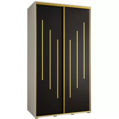 YVONA 8 gardróbszekrény - 140/60 cm, fehér / fekete / arany
