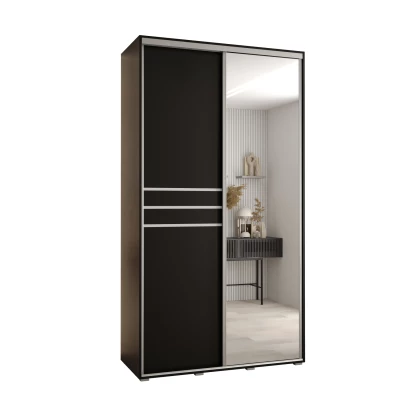 YVONA 11 gardróbszekrény - 140/45 cm, fekete / ezüst