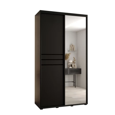 YVONA 11 gardróbszekrény - 140/45 cm, fekete / fekete