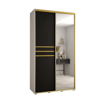 YVONA 11 gardróbszekrény - 140/45 cm, fehér / fekete / arany
