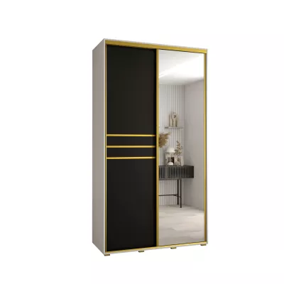 YVONA 11 gardróbszekrény - 140/45 cm, fehér / fekete / arany