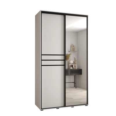 YVONA 11 gardróbszekrény - 140/45 cm, fehér / fekete