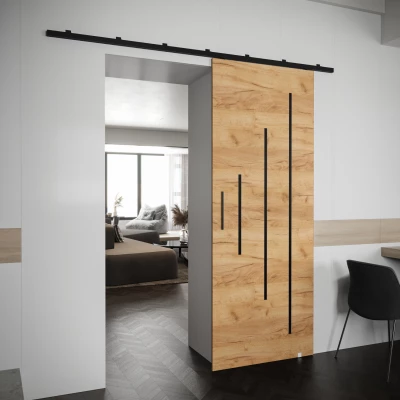 PERDITA 3 tolóajtó fekete foganytúval - 90 cm, arany craft tölgy