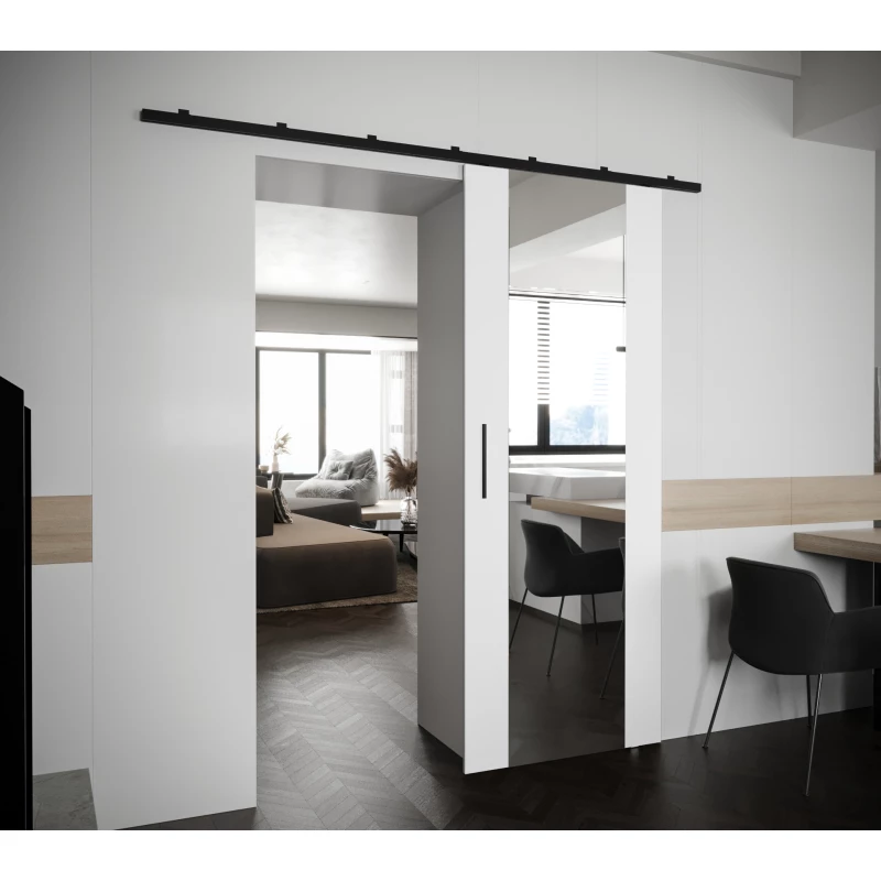 PERDITA 2 tolóajtó tükörrel - 90 cm, fehér