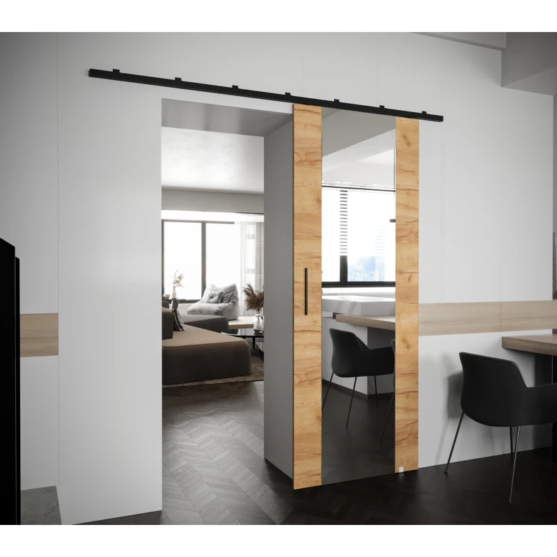 PERDITA 2 tolóajtó tükörrel - 70 cm, arany craft tölgy