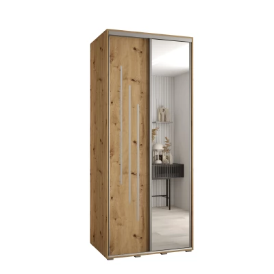 YVONA 9 gardróbszekrény - 110/60 cm, artisan tölgy / ezüst