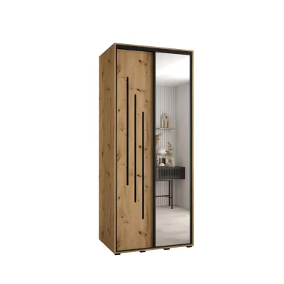 YVONA 9 gardróbszekrény - 110/60 cm, artisan tölgy / fekete