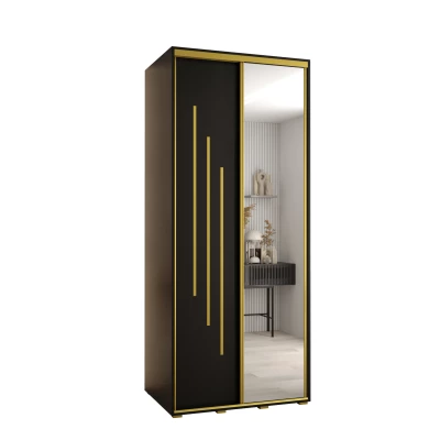 YVONA 9 gardróbszekrény - 110/60 cm, fekete / arany