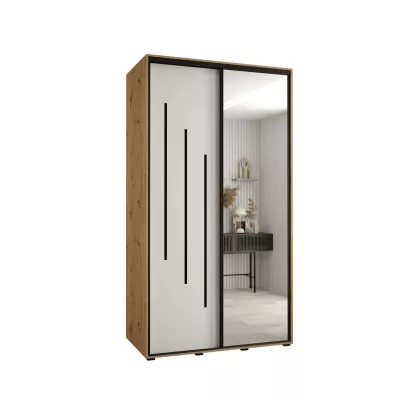 YVONA 9 gardróbszekrény - 130/60 cm, artisan tölgy / fehér / fekete
