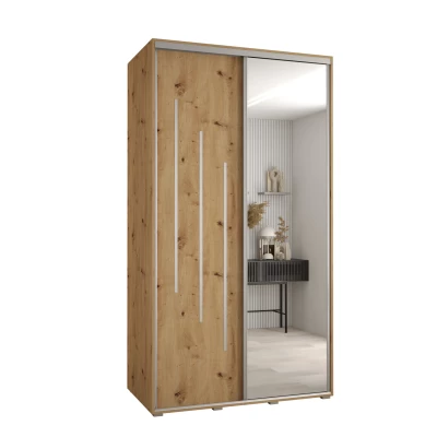 YVONA 9 gardróbszekrény - 140/60 cm, artisan tölgy / ezüst
