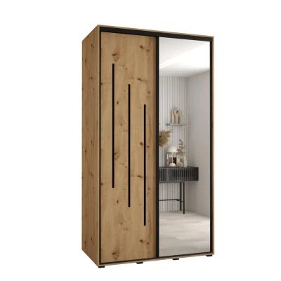 YVONA 9 gardróbszekrény - 140/60 cm, artisan tölgy / fekete