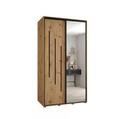 YVONA 9 gardróbszekrény - 140/60 cm, artisan tölgy / fekete