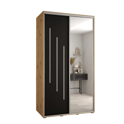 YVONA 9 gardróbszekrény - 140/60 cm, artisan tölgy / fekete / ezüst
