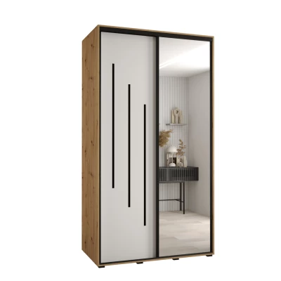 YVONA 9 gardróbszekrény - 140/60 cm, artisan tölgy / fehér / fekete