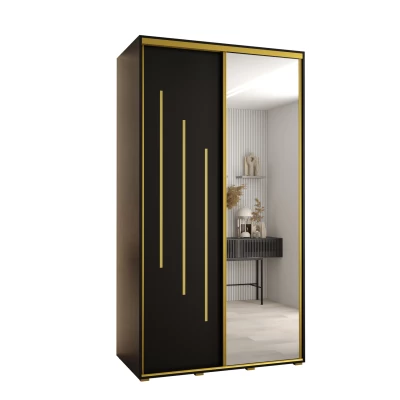 YVONA 9 gardróbszekrény - 140/60 cm, fekete / arany