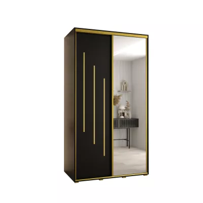 YVONA 9 gardróbszekrény - 140/60 cm, fekete / arany