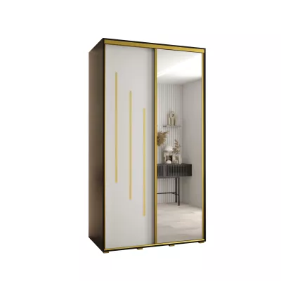 YVONA 9 gardróbszekrény - 140/60 cm, fekete / fehér / arany