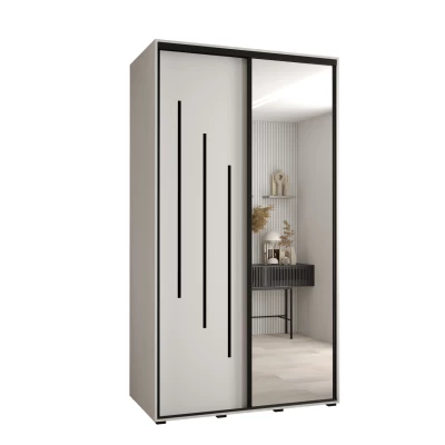 YVONA 9 gardróbszekrény - 140/60 cm, fehér / fekete