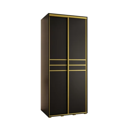 YVONA 10 gardróbszekrény - 100/60 cm, fekete / arany