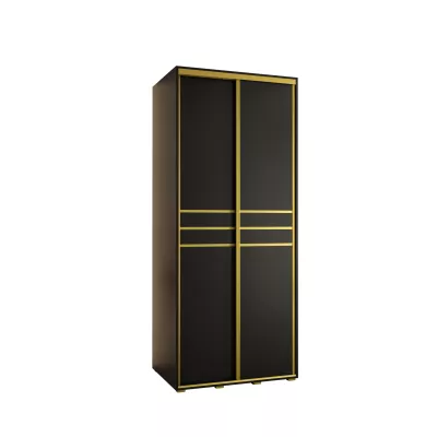 YVONA 10 gardróbszekrény - 100/60 cm, fekete / arany