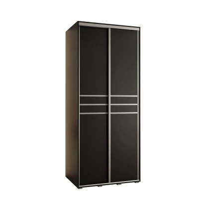 YVONA 10 gardróbszekrény - 100/60 cm, fekete / ezüst