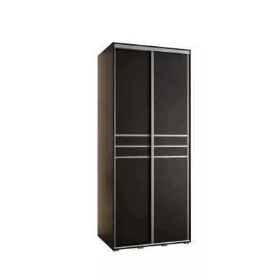 YVONA 10 gardróbszekrény - 100/60 cm, fekete / ezüst