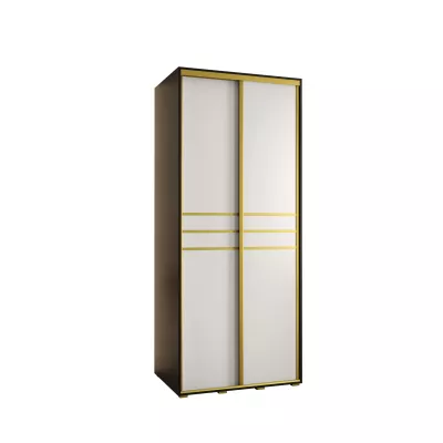 YVONA 10 gardróbszekrény - 100/60 cm, fekete / fehér / arany