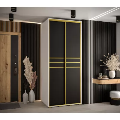 YVONA 10 gardróbszekrény - 100/60 cm, fehér / fekete / arany