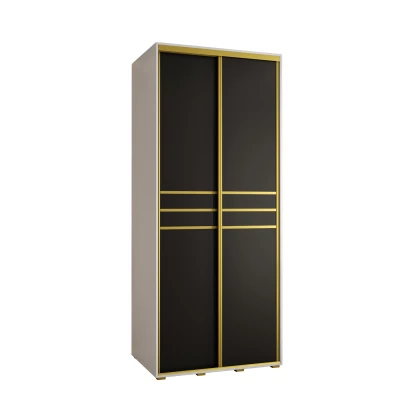 YVONA 10 gardróbszekrény - 100/60 cm, fehér / fekete / arany