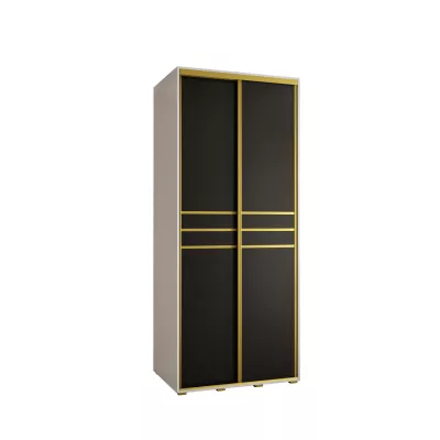 YVONA 10 gardróbszekrény - 100/60 cm, fehér / fekete / arany