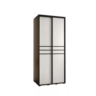 YVONA 10 gardróbszekrény - 120/60 cm, fekete / fehér / fekete