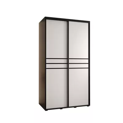 YVONA 10 gardróbszekrény - 130/60 cm, fekete / fehér / fekete