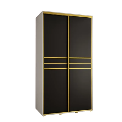 YVONA 10 gardróbszekrény - 140/60 cm, fehér / fekete / arany