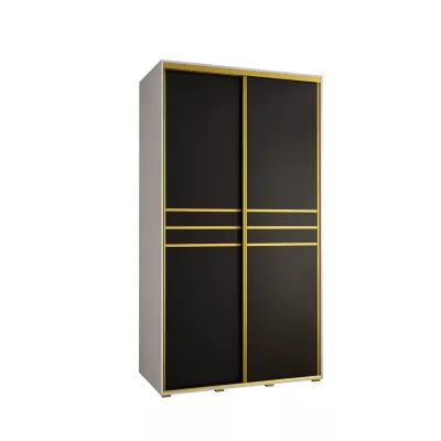 YVONA 10 gardróbszekrény - 140/60 cm, fehér / fekete / arany