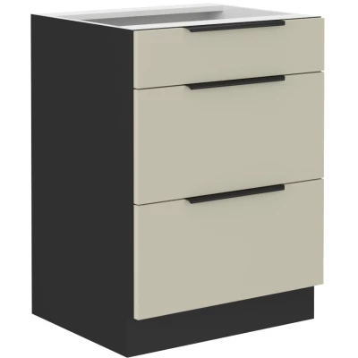 AGAFIJA fiókos szekrény - szélesség 60 cm, kasmír / fekete