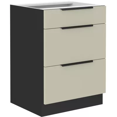 AGAFIJA fiókos szekrény - szélesség 60 cm, kasmír / fekete