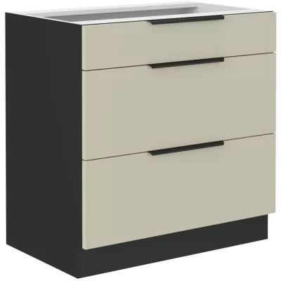 Alsó fiókos szekrény AGAFIJA - szélesség 80 cm, kasmír / fekete