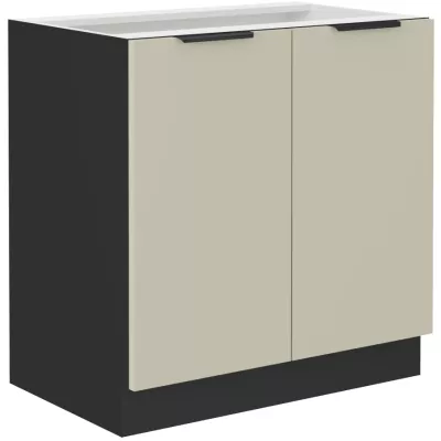 Alsó kétajtós szekrény AGAFIJA - szélesség 80 cm, kasmír / fekete