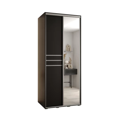 YVONA 11 gardróbszekrény - 110/60 cm, fekete / ezüst